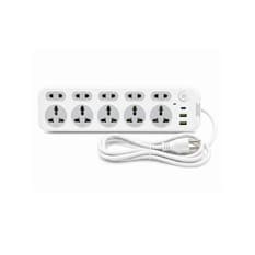 Extensión de 5 tomas de corriente y puertos USB color blanco XL Soluciones