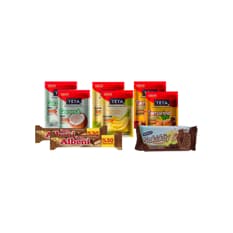 Combo merienda: Refresco instántaneo + Barra de chocolate + Galletas con crema