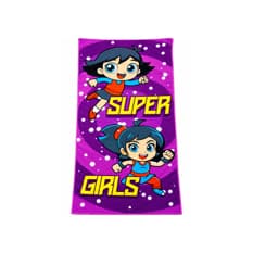 Toalla morada de las super chicas de 70 cm x 140 cm Colibrí