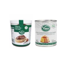 Leche condensada azucarada Vima Foods (390 g / 13.8 oz) + Crema de cacao con avellanas Vima Foods (210 g / 7.41 oz)
