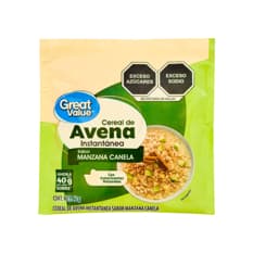 Cereal de avena instantánea sabor a manzana y canela Great Value (40 g / 1.4 oz)