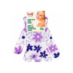 Guantes exfoliantes de baño de lujo con diseño de flores violetas Ideal Bath (1 U)