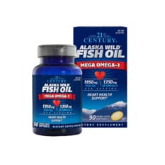 Aceite de pescado salvaje de alaska, mega omega 3 21st Century (90 cápsulas blandas)