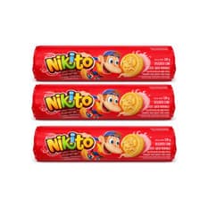 Galletas dulces con crema sabor fresa Nikito (3 x 120 g / 4.23 oz)