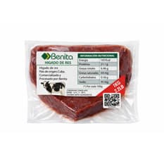 Hígado de res natural Benita (1 kg / 2.2 lb)