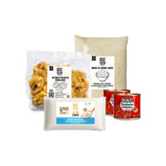 Combo criollo #10: Tostones prefritos congelados Cosecha Real + Arroz de grano largo Cosecha Real + Pasta de tomate Burcu + Sal fina común Cosecha Real