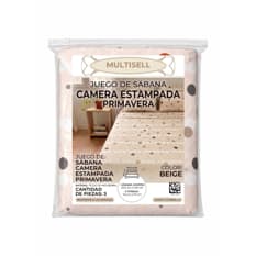 Juego de 3 piezas de sábanas estampadas primavera color beige Multisell