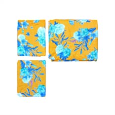 Edredón 205 cm x 220 cm con 2 fundas dobles amarillo floreado Thaba