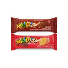 Galletas dulces con crema sabor chocolate Nikito (51.6 g / 1.82 oz) y Galletas dulces con crema sabor fresa Nikito (51.6 g / 1.82 oz)