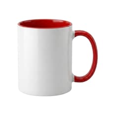 Taza de cerámica blanca con el interior y el asa en color rojo Torbex