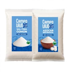 Combo dulce y salado Campo Vivo #1: Sal fina común + Azúcar blanca refinada