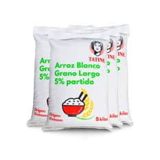 Arroz de grano largo 5% de grano partido Tatine (4 x 5 kg / 11.02 lb)