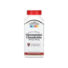 Suplemento de Glucosamina 500 mg + Condroitina 400 mg 21st Century (150 cápsulas)