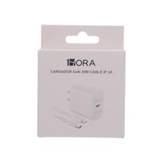 Cargador blanco IP tipo C 20 W 1Hora GAR154