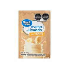 Avena para licuado instantáneo sabor plátano Great Value (200 g / 7.05 oz)
