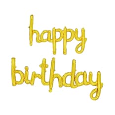 Cartel metálico -happy birthday- color dorado 16 pulgadas Ballon