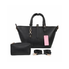 Bolso tote negro con neceser a juego y asas extraíbles Isabella