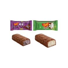 Bombones de chocolate Bel rellenos de crema de coco y uva