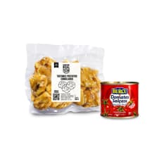 Combo criollo: Tostones prefritos congelados Cosecha Real + Pasta de tomate Burcu