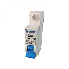Interruptor termomagnético tipo europeo. Breaker de 63 A 1 polo Troen