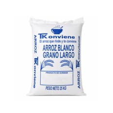 Arroz blanco de grano largo TK onviene (25 kg / 55.11 lb)