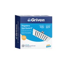 Regadera redonda para ducha de 6". Tipo lluvia acabado cromado Griven