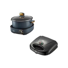 Olla eléctrica multiuso 4 L TATO TMC4L + Sandwichera eléctrica antiadherente de color negro TATO H103