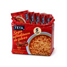 Sopa instantánea de fideos con sabor a res YEYA (5 x 75 g / 2.6 oz)