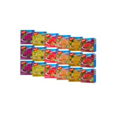 Gelatina sabor uva + Gelatina sabor piña + Gelatina sabor melocotón + Gelatina sabor maracuyá + Gelatina sabor fresa + Gelatina sabor cereza