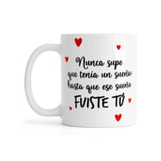Jarra blanca de cerámica con asa redonda y diseño impreso "Fuiste tú" 330 ml Échale