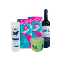 Combo: Compresas de noche + Vino tinto+ Crema y loción corporal