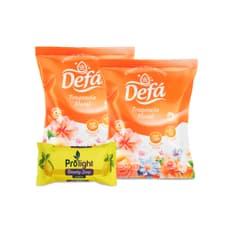 Combo de jabones y detergentes #1: Detergente en polvo multiusos fragancia floral Defá + Jabón de belleza con fragancia a limón Prolight