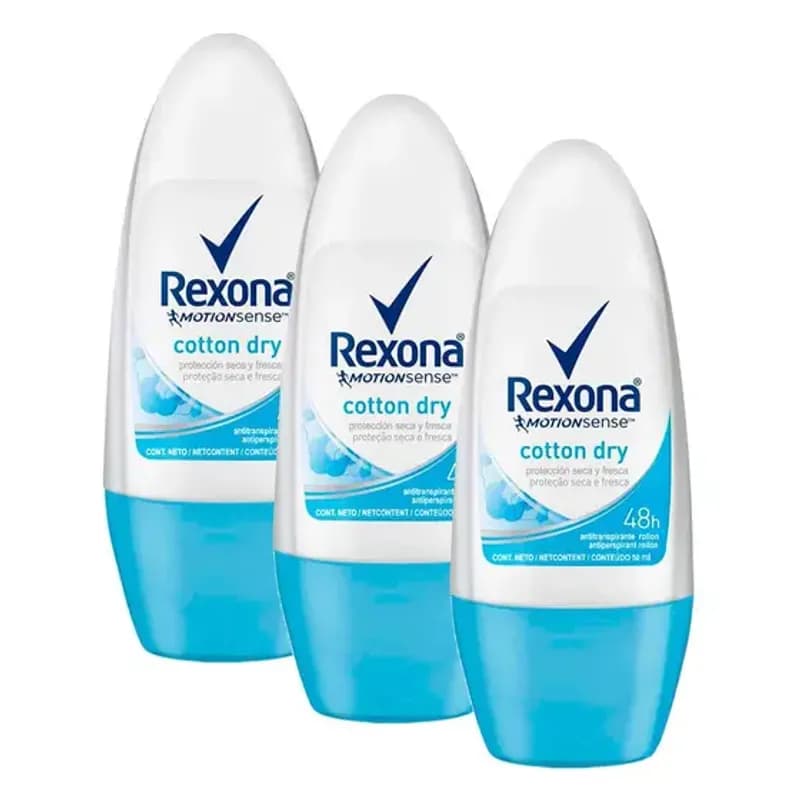 3 Desodorantes Rexona Cotton 50 ml - Imagen 1
