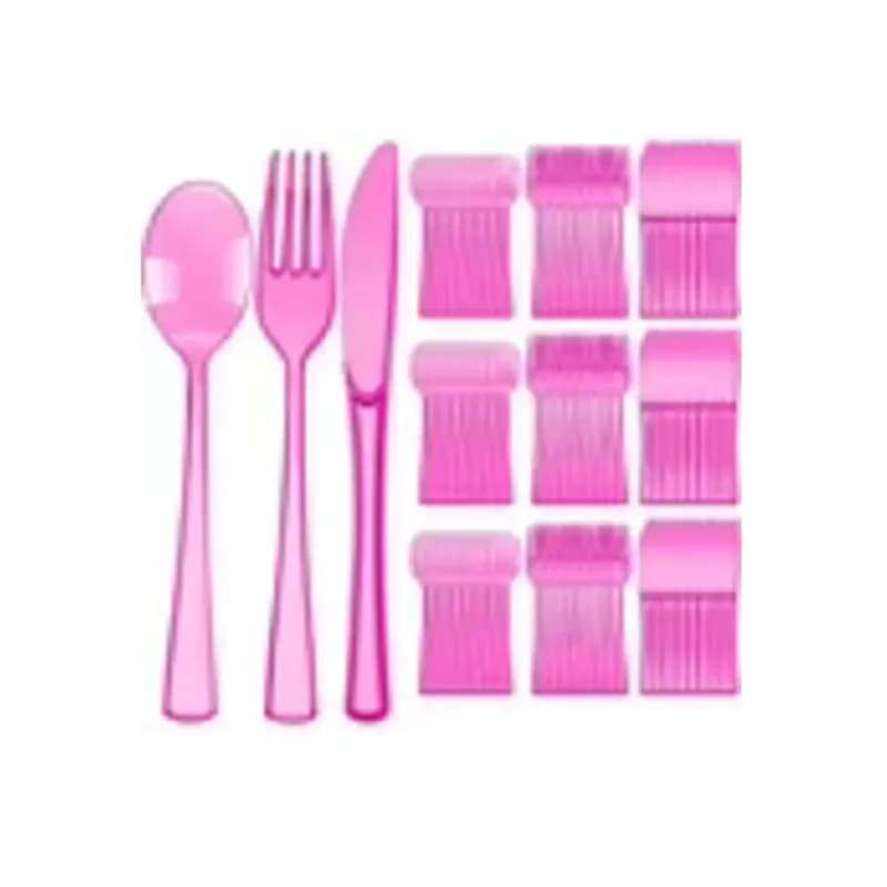 Set de cubiertos desechables rosado 48 piezas - Imagen 1