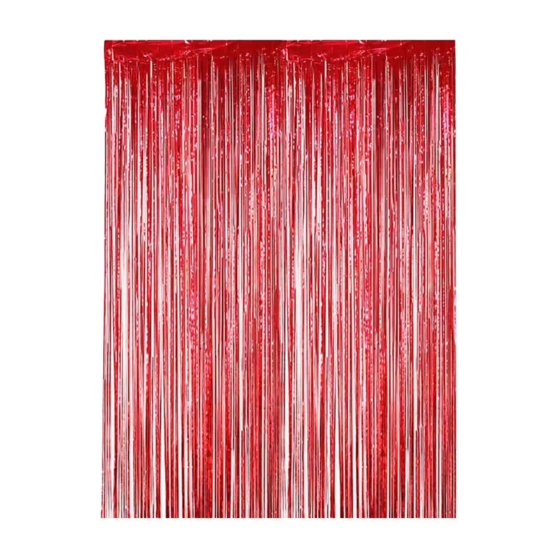 Cortina de flecos rojo metálico - Imagen 1