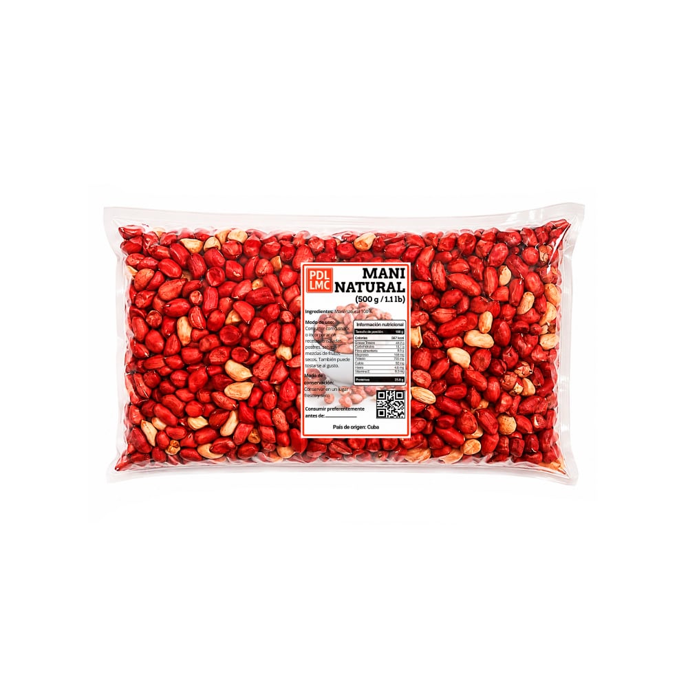 Maní natural PDL LMC (500 g / 1.1 lb) - Imagen 1
