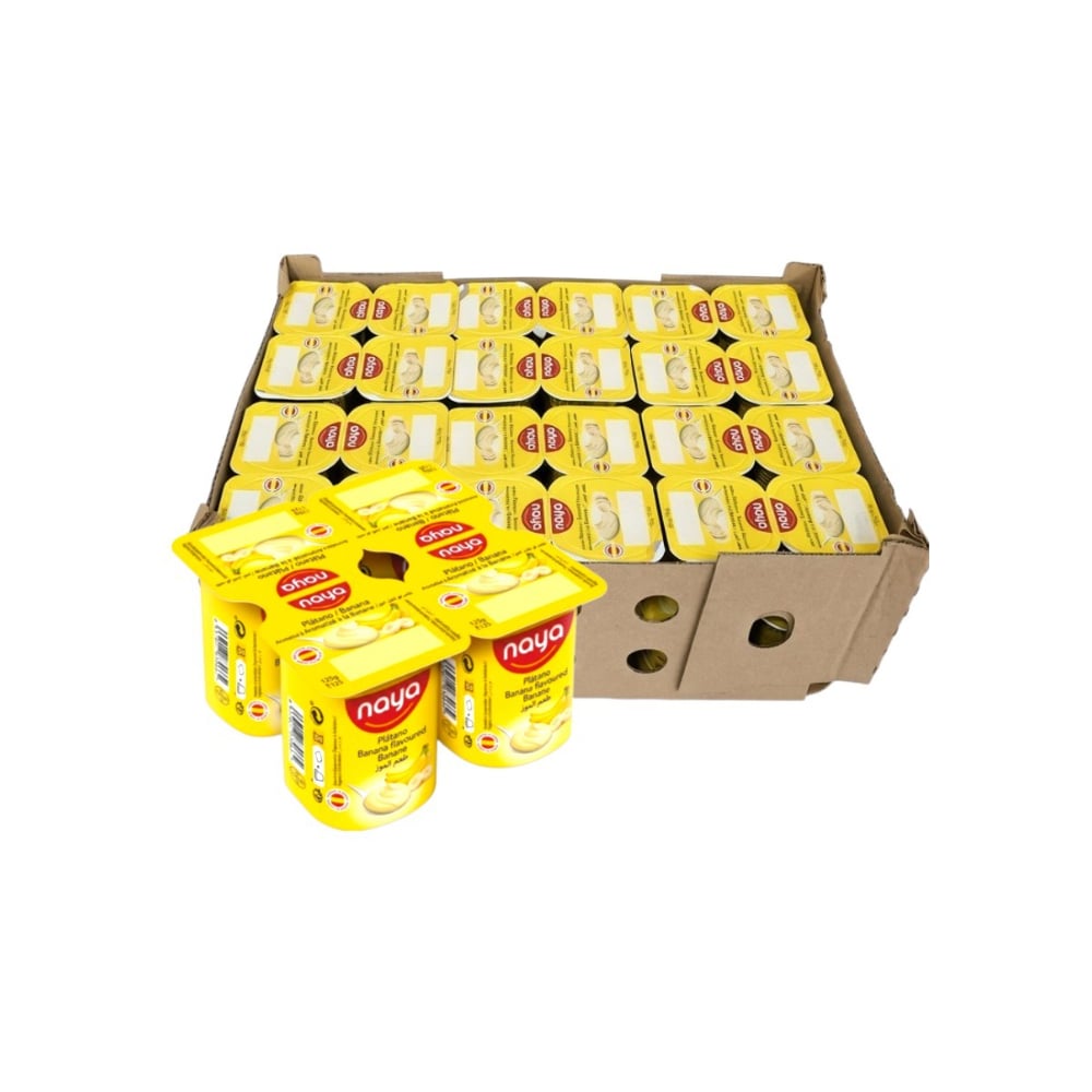 Yogurt pasteurizado sabor plátano Naya (48 x 125 g / 4.41 oz) - Imagen 1