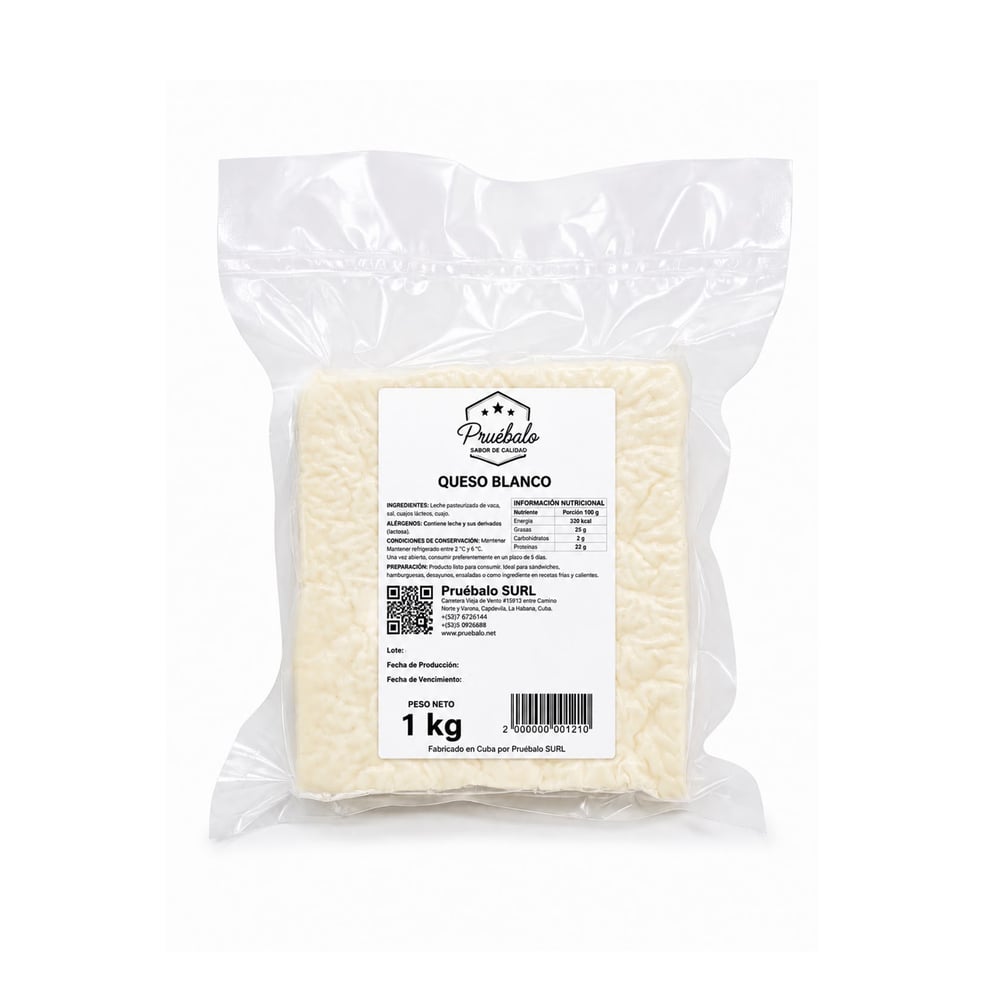 Queso blanco Pruébalo (1 kg / 2.2 lb) - Imagen 1