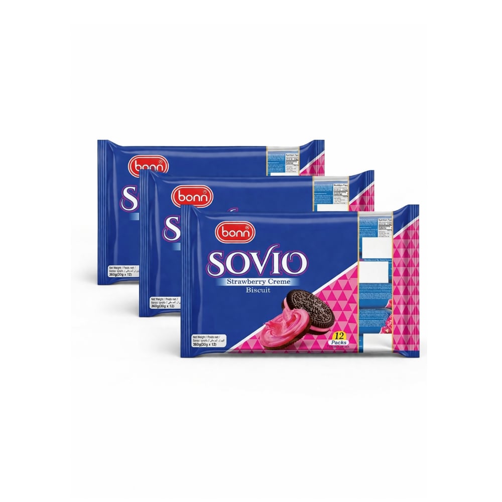 Galletas Sovio con crema de fresa Bonn (3 x 360 g / 12.7 oz) - Imagen 1