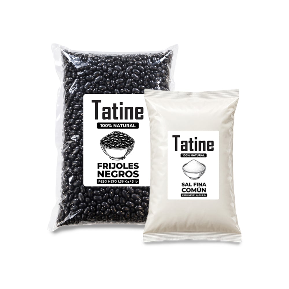 Combo basico para tatine #1: Frijoles negros Tatine + Sal fina común Tatine - Imagen 1
