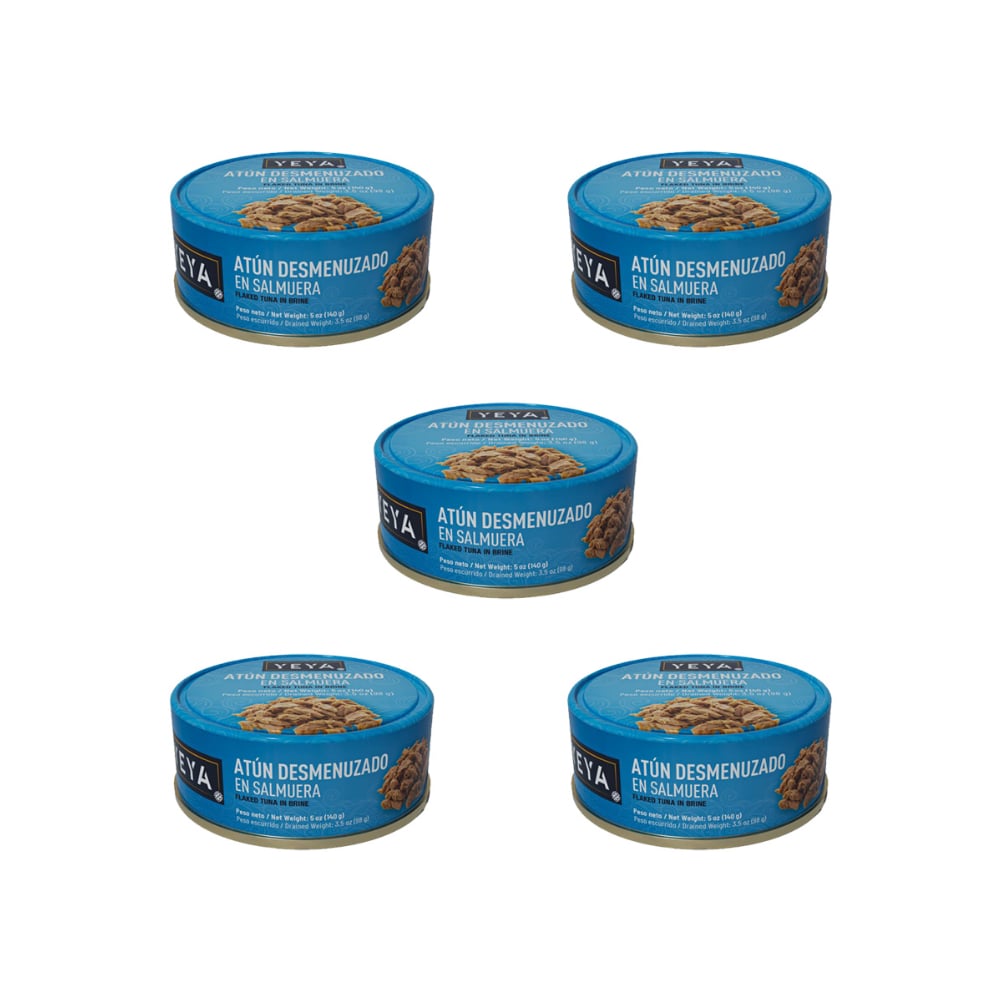 Atún desmenuzado en salmuera YEYA (5 x 140 g / 5 oz) - Imagen 1
