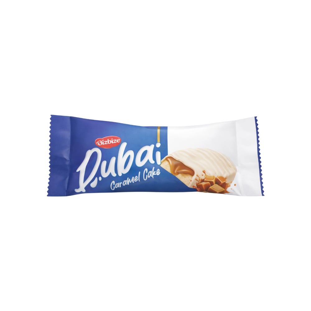 Pastel relleno de salsa de caramelo y cubierto de chocolate blanco Bizbize (30 g / 1.06 oz) - Imagen 1