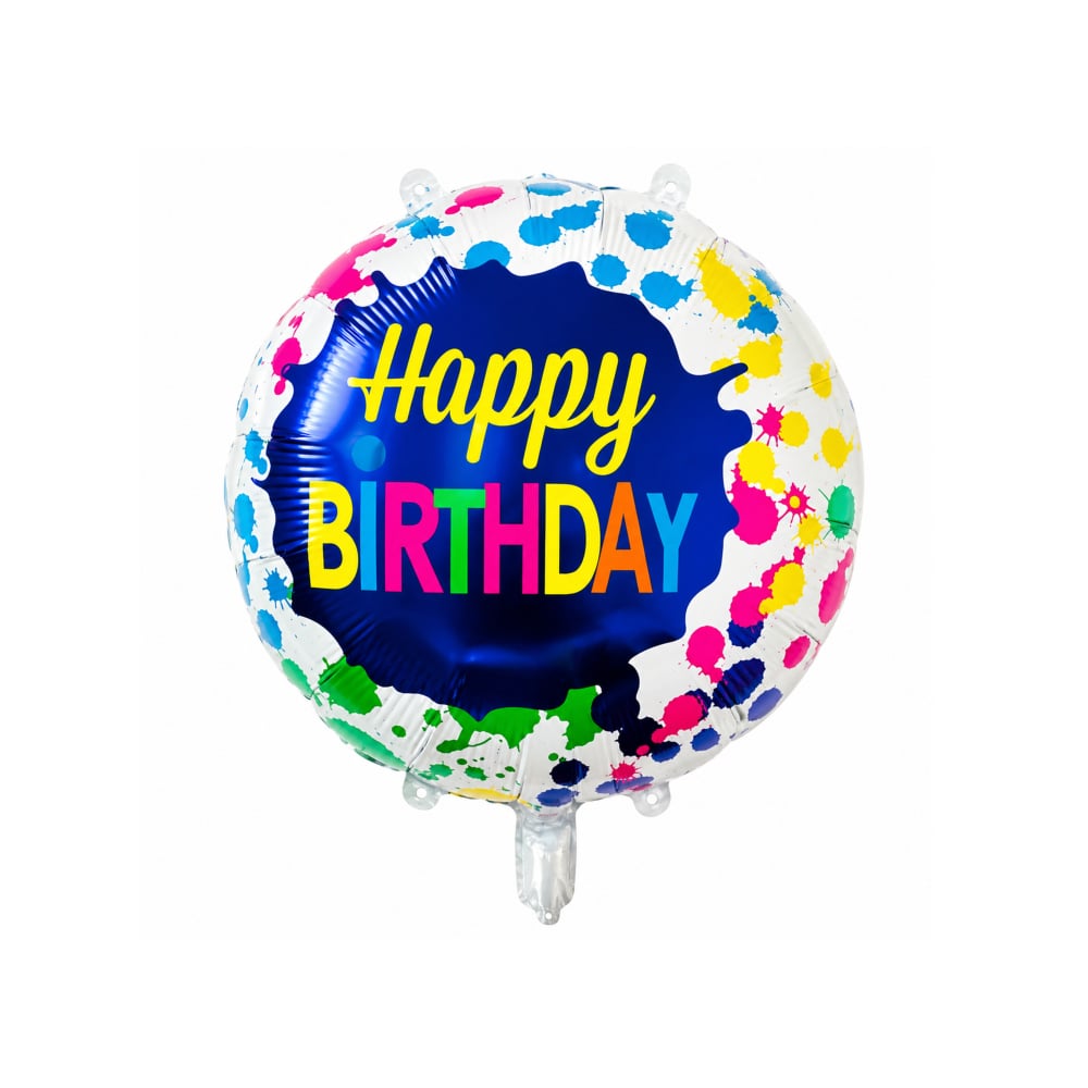 Globo Happy Birthday diseño con splash 18" Balloon - Imagen 1