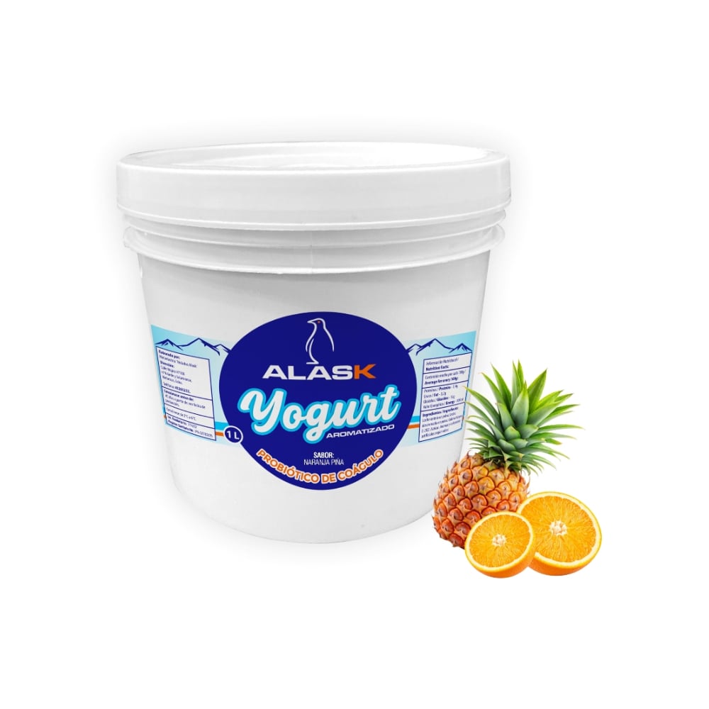 Yogurt probiótico de coágulo sabor naranja piña Alask (1 L) - Imagen 1