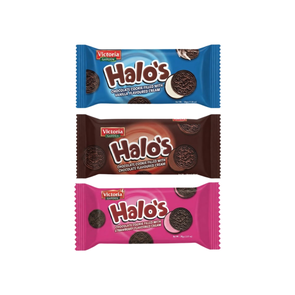 Galletas de chocolate rellenas de cremas de fresa, vainilla y chocolate Halo's Victoria - Imagen 1