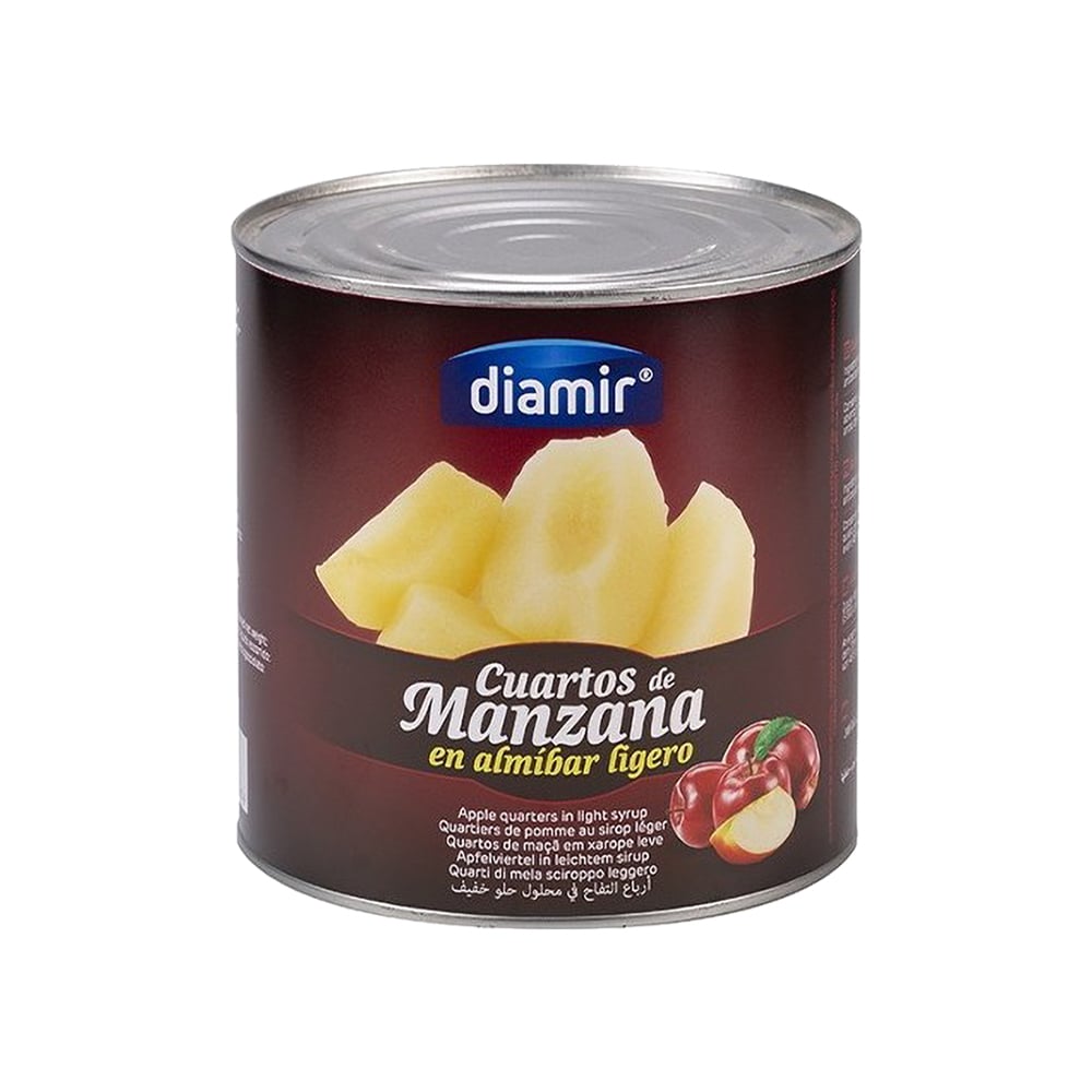 Cuartos de manzana en almíbar ligero Diamir (2.5 kg / 5.5 lb) - Imagen 1