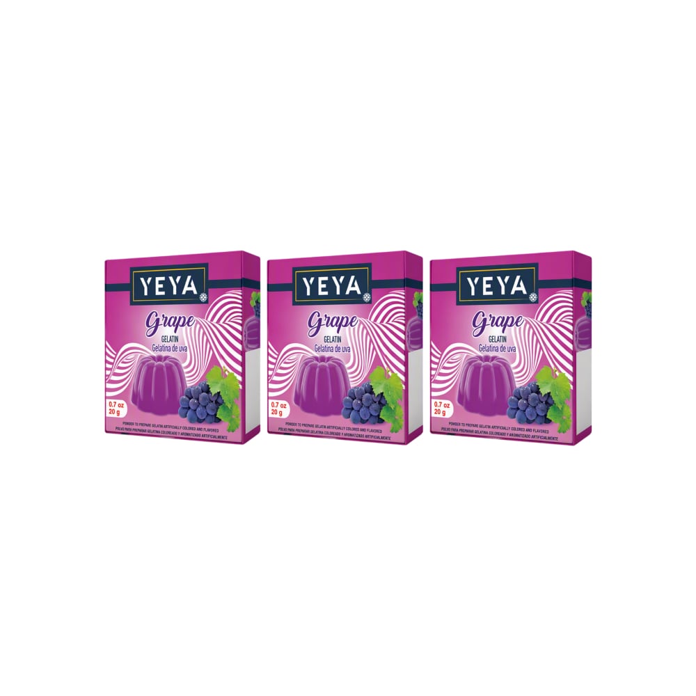 Gelatina sabor uva YEYA (3 x 20 g) - Imagen 1