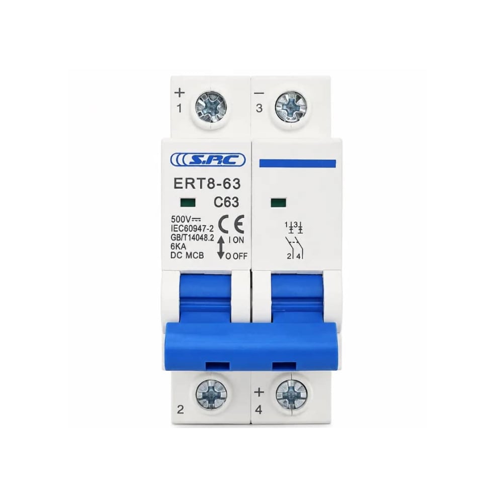 Interruptor termomagnético de corriente continua ERT8-63 S.P.C SRC (63 A) - Imagen 1