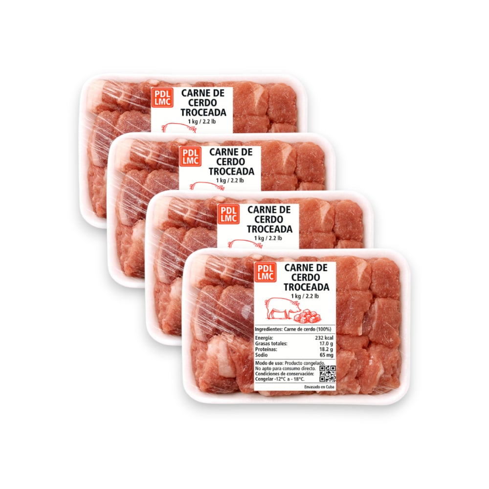 Carne de cerdo troceada PDL LMC (4 x 1 kg / 2.2 lb) - Imagen 1