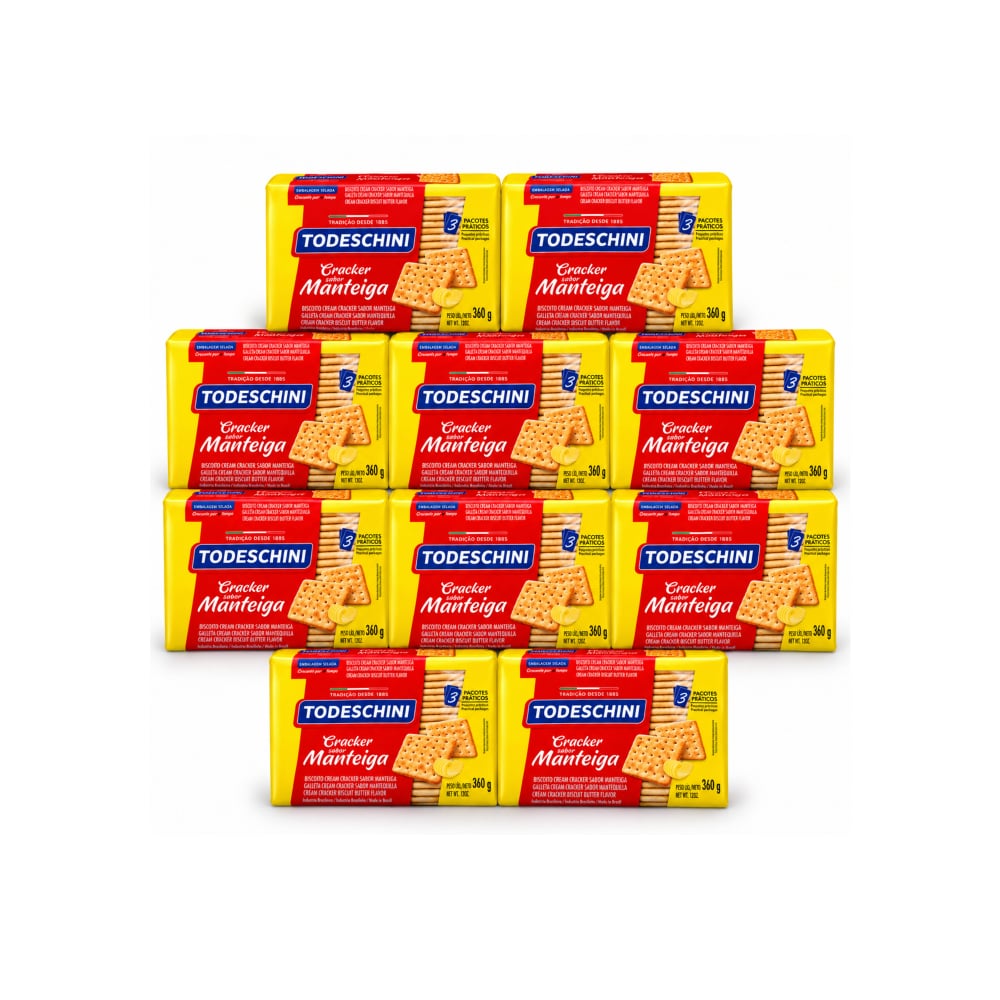 Galletas Cream Cracker sabor mantequilla Todeschini (10 x 360 g / 12 oz) - Imagen 1